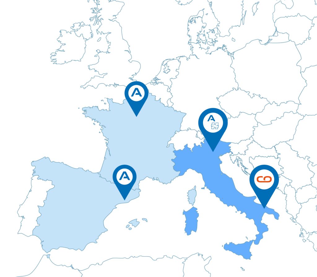 Mappa della presenza del Gruppo Alpac in Europa